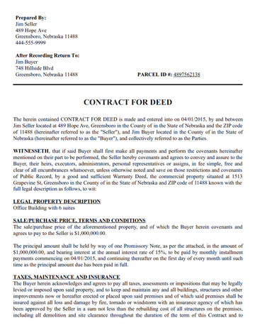 View Free Contract For Deed