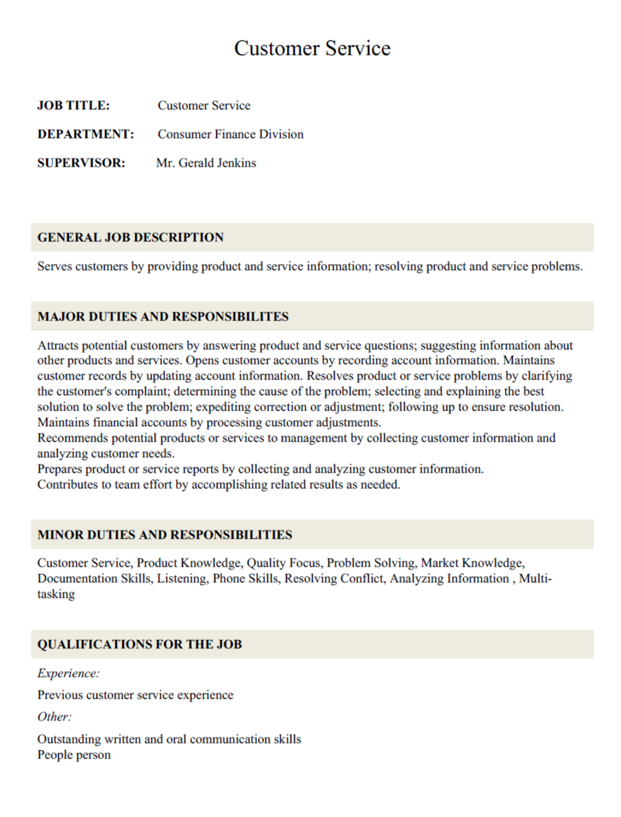 Job Description Template Template Create A Free Job Description