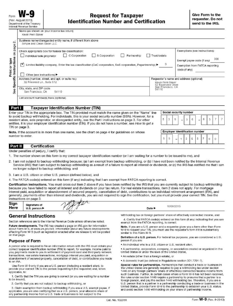 Form W-9 Template. Create A Free Form W-9 Form.